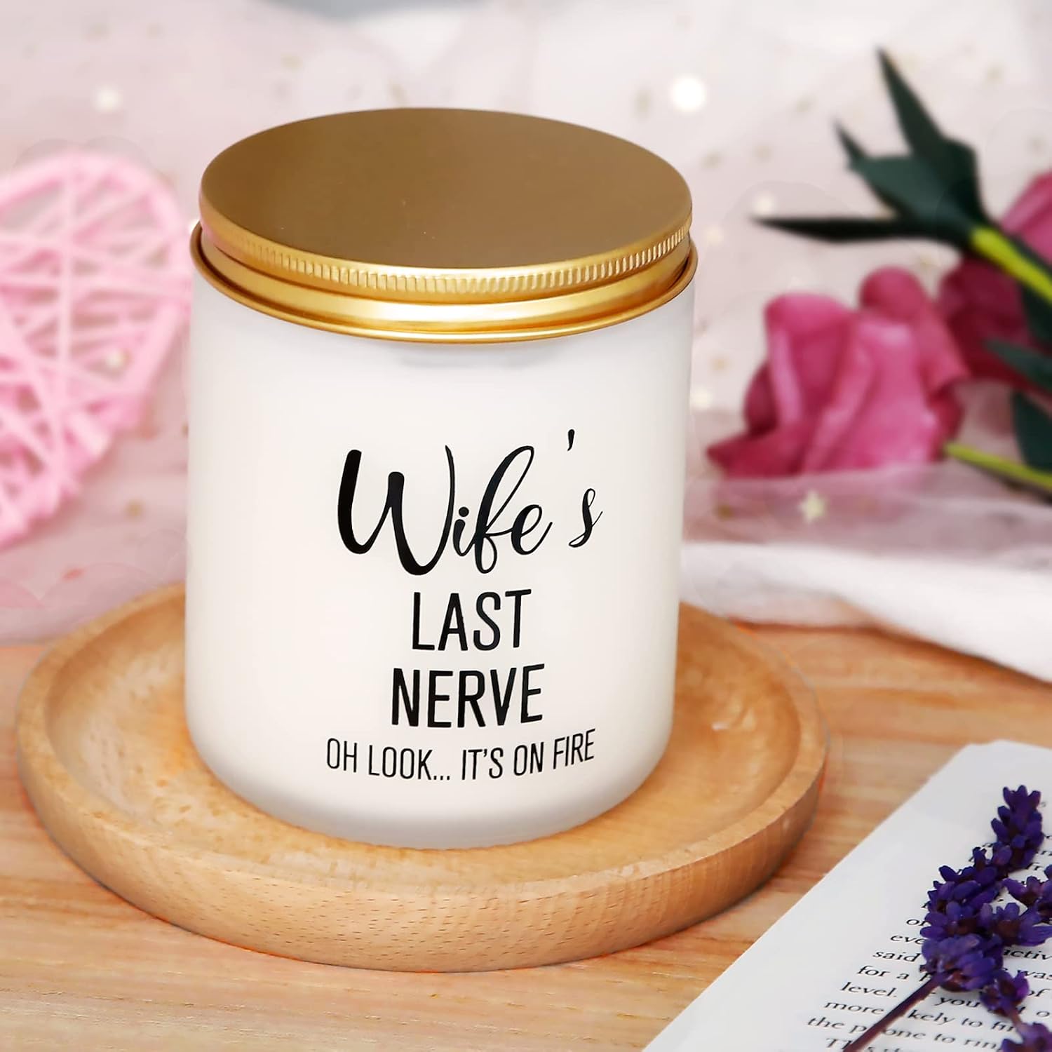 Valentines Day Gifts For Her - Wife'S Last Nerve Candle - Wedding Or Christmas Birthday Gifts For Women Wife Friends From Husband - Valentine Candles Gift Ideas For Anniversary/Mother'S Day