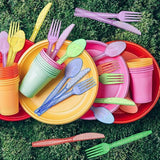 180 Pieces Glitter Plastic Silverware Set Disposable Clear Plastic Cutlery Flatware For Party 60 Knives 60 Spoons 60 Fork For Party Birthday Dinnerware Supplies(Multicolor)