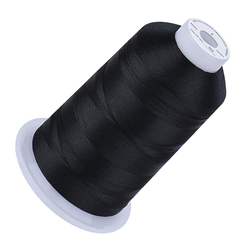 Embroidery Thread 5500 Yards Black 900, 40Wt 100% Polyester For Brother, Babyl