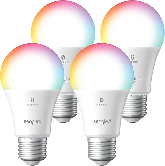 Alexa Smart Light Bulbs 4 Pack A19 E26 RGB Color Changing Bluetooth Mesh 1500LM 100W Equivalent