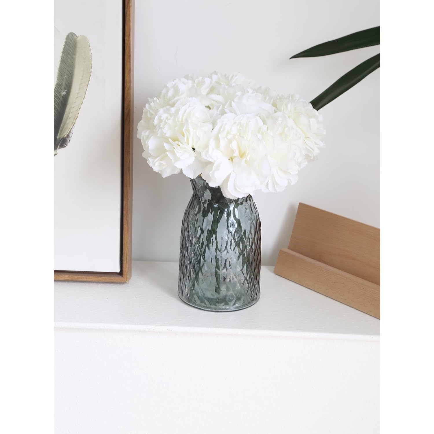 10 Pcs Artificial Carnations Realistic 10.6” White Carnations For Vase Office Living Room Bathroom Home Decor
