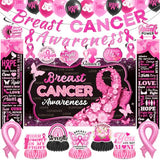 Breast Cancer Awareness Decorations Banner Swirl Backdrop Honeycomb Balloon