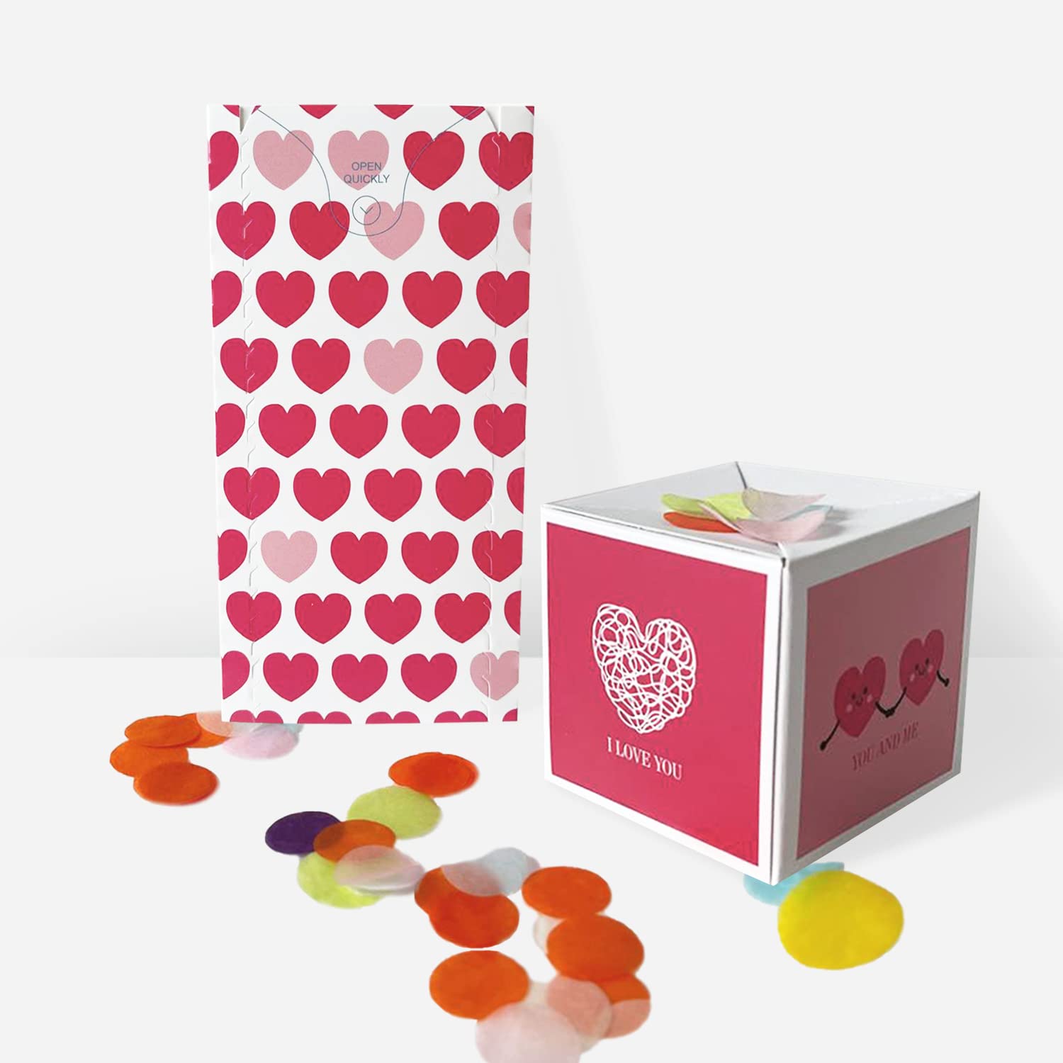 «Boom» Love Card Surprise Exploding Confetti - Two Hearts In Love (You And Me), Valentine'S Day, Anniversary, Mother'S Day, Father'S Day