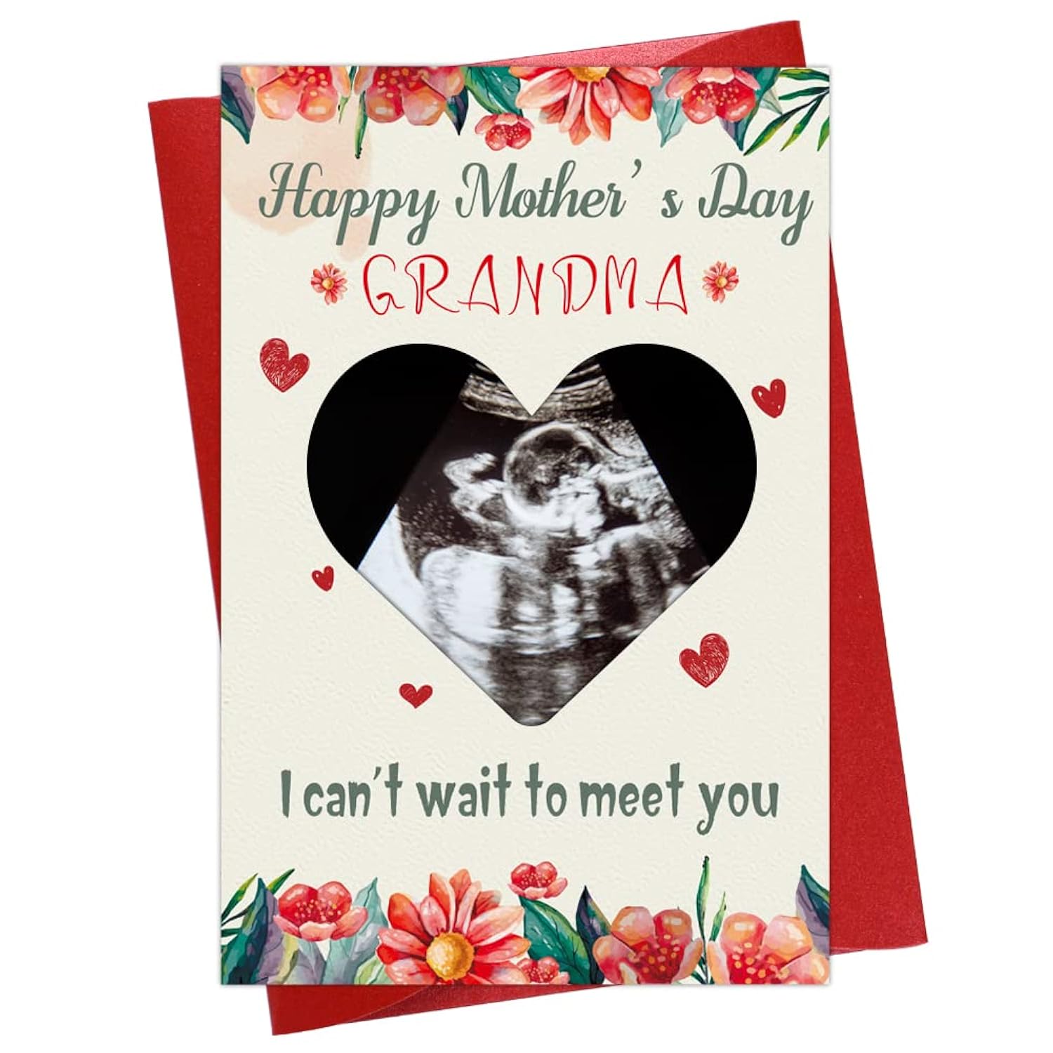 Happy First Mothers Day Card For Grandma, First Grandma Mothers Day Card With Sonogram Picture Insert, 1St Mothers Day Gift Card For New Grandma First Time Grandma Grandma To Be