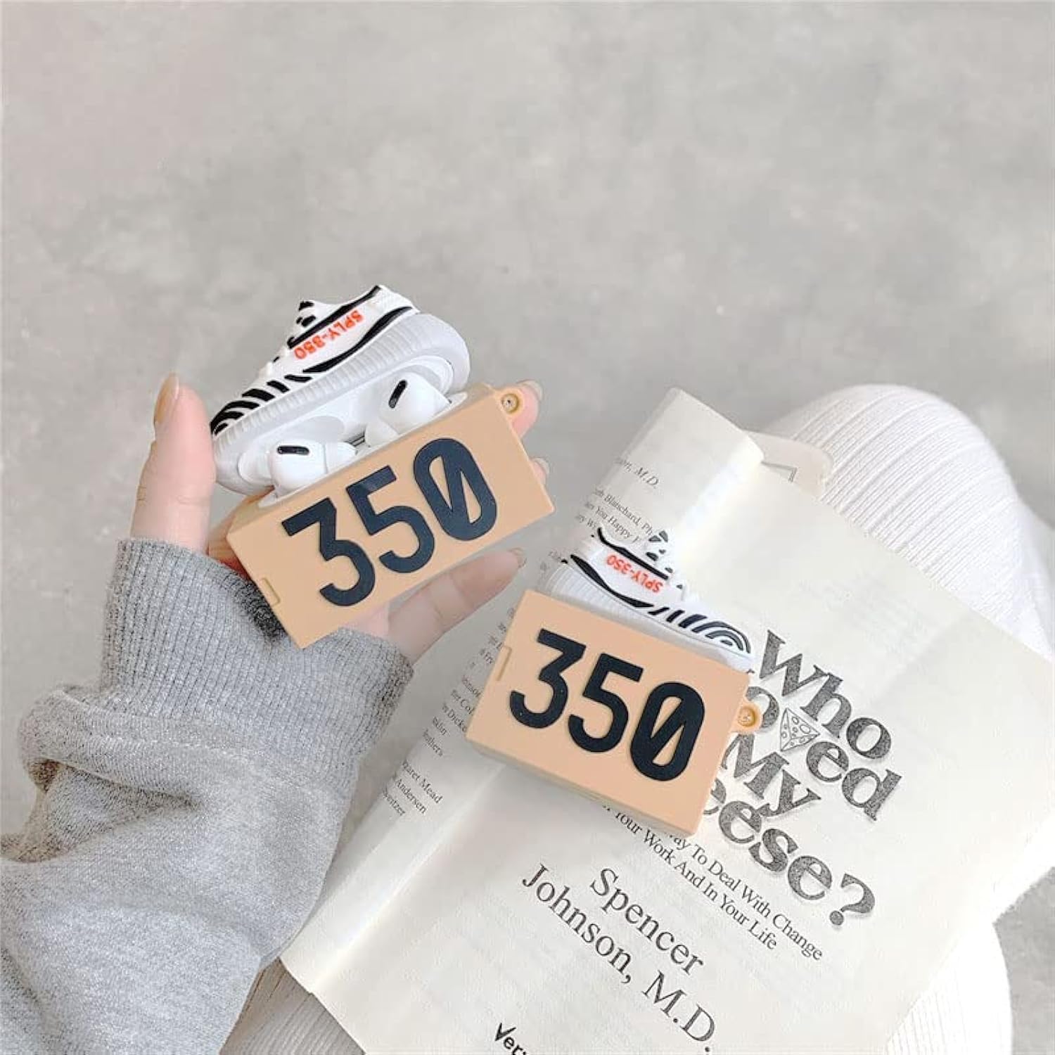 Shoe Box Airpod Case Cover, 3D Creative Sports Shoes Cute Cartoon Funny Fun, Soft Silicone Airpod Skin Keychain Ring, Girls Boys Teens Men Case For Airpods Pro 2Rd Generation 2022 (350 Gray)