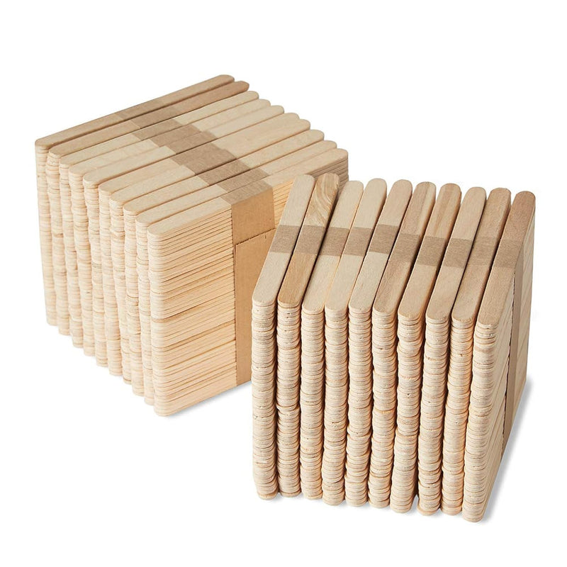 Natural Wood Craft Sticks Bulk Set, Popsicle Sticks For Crafts, Waxing Sticks,