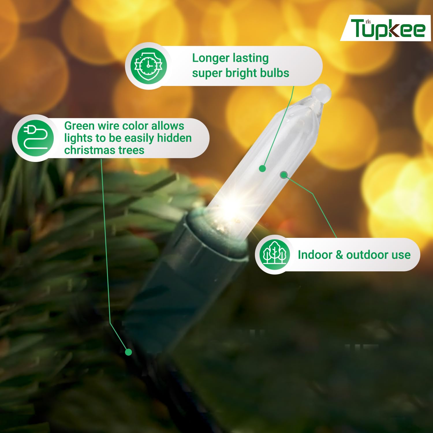 Christmas Led Random Twinkle Lights - 16 Of 100 Bulbs Twinkle - Led Warm White Christmas Tree Lights - Indoor Outdoor –