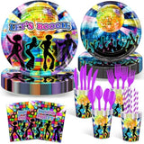 192 Pcs Disco Party Plates And Napkins Supplies 70'S Party Decorations Let'S Boogie Theme Party Tableware Kit For Birthday Baby Shower Favors, Serves 24