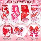 Valentine'S Day Wired Edge Ribbon 26.4 Yards Heart Truck Patterned Cra