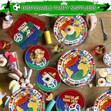 206Pcs 2026 World Soccer Cup soccer party Merchandise, Party Supplies Soccor party decorations - Banner, Hanging Swirl, Table cloth, Paper streamer, Cake topper, Balloon, Tableware