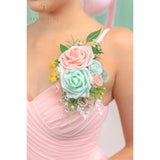Artificial Shoulder Corsages Flowers, Set Of 2, Mother Of The Bride Floral Corsage For Wedding Ceremony Anniversary Formal Dinner Party (Mintgreen&Pink)
