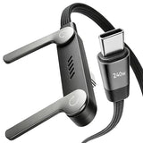240W USB C to USB C Fast Charging Cable 5FT with Built In Phone Stand Braided Black