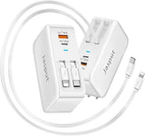 40W 4 in 1 Retractable Wall Charger with Dual Cables USB C Fast Charging Block for iPhone 17 16 Samsung Galaxy Pixel