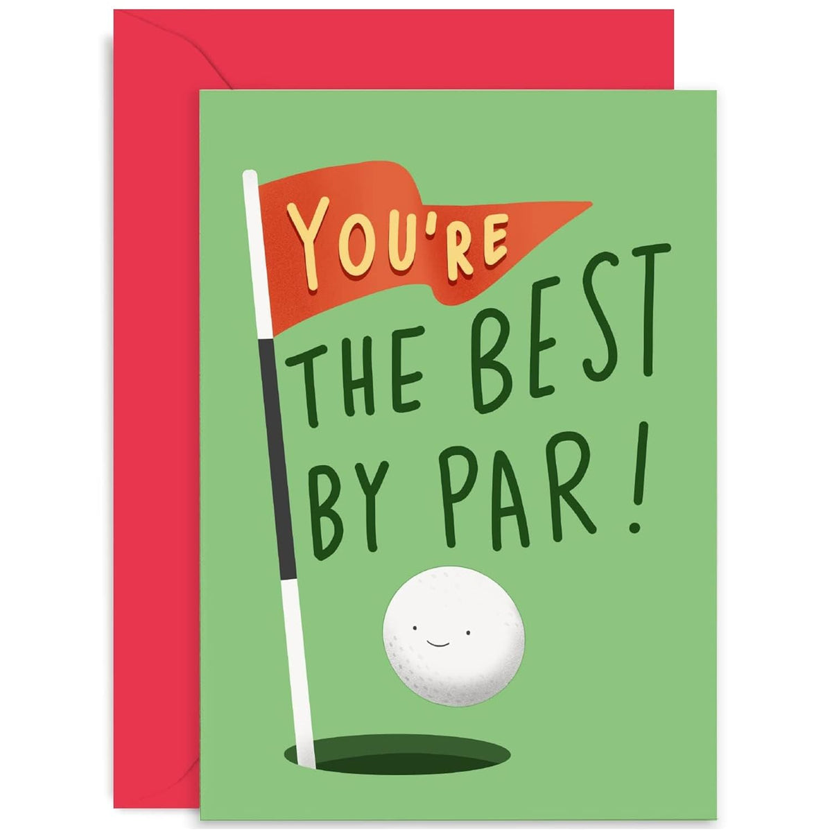 Old English Co. Well Done Card For Him - Fun Golf Themed Happy Birhtday Card For Dad - 'Best By Par' Card For Golfer - Well Done, Congratulations, Father'S Day - Blank Inside With Envelope