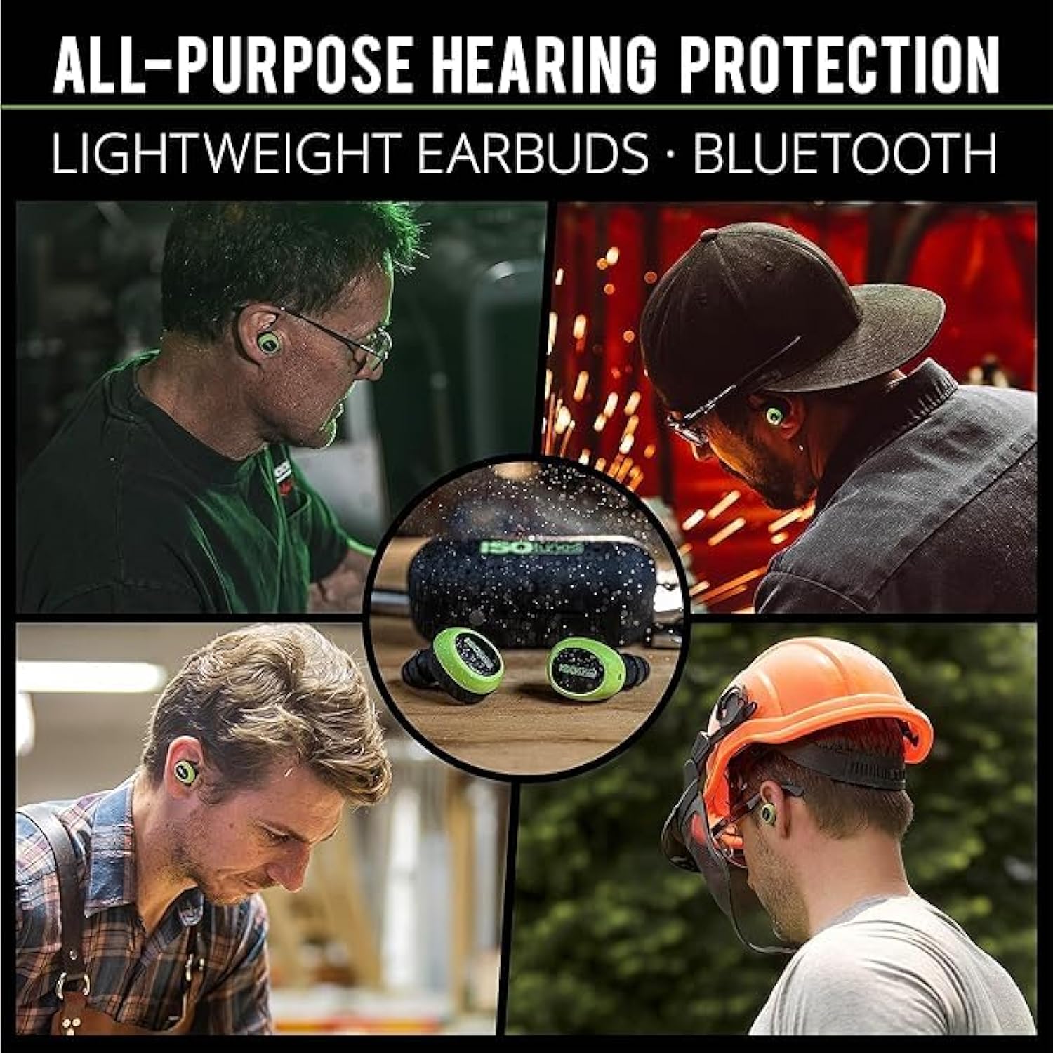 Free 2.0 Bluetooth Hearing Protection Earbuds - 25 Db Nrr Osha Approved Earbuds, Wireless Bluetooth Earplug Headphones For Work