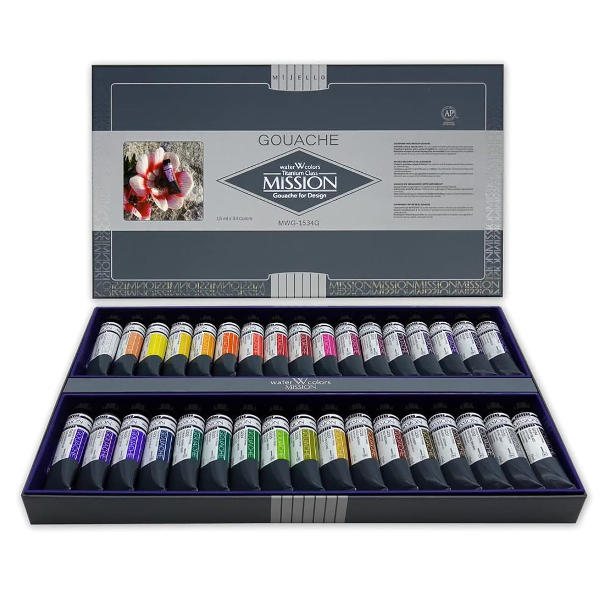 Mission Titanium Class Gouache Watercolor Mwg-1534G (15Ml X 34 Color)
