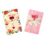 Paper Flower Roses Greeting Cards With Blank Note Delicately Decorated Paper Card For Friends And Family Holiday Thank You Card,Red And Pink.