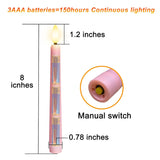 Flameless Advent Candles - Purple And Pink, 8 Inch Battery Operated Led Taper Candles With Remote Timer, 3D Wick Warm White Flicker Flame For Christmas Rituals And Wreath, Set Of 4