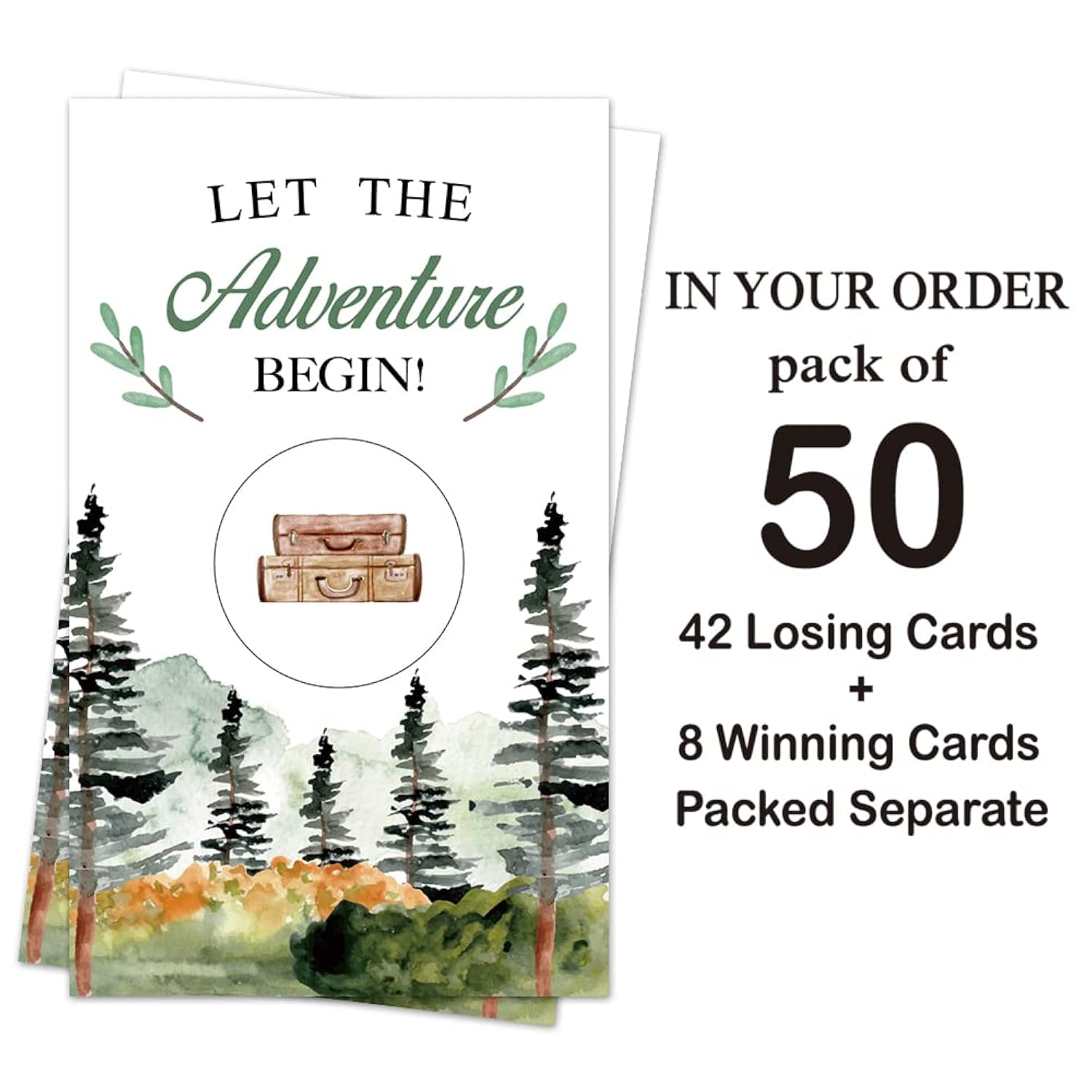 50 Pack Adventure Theme Baby Shower Game Scratch Off Cards For Baby Shower, Baby Shower Activity And Idealet The Adventure Begin