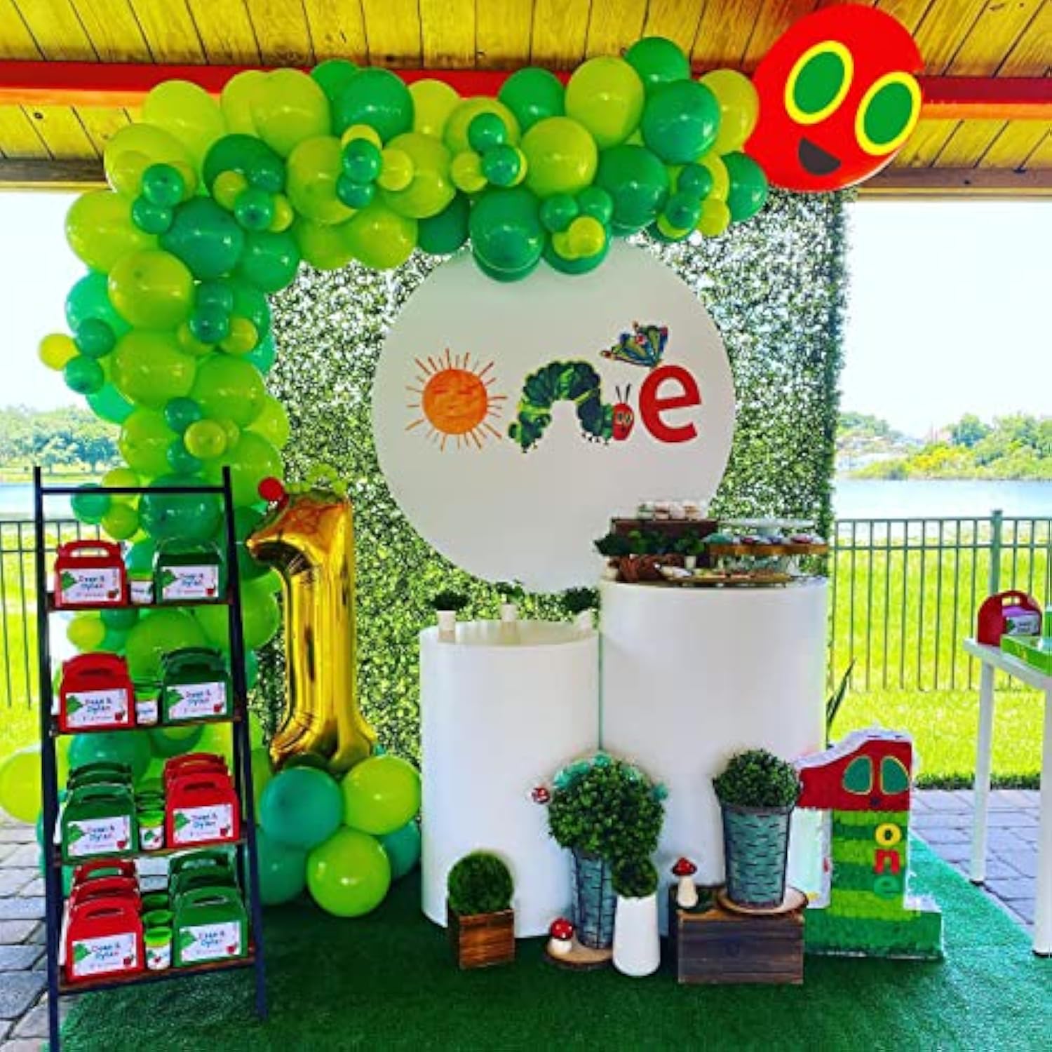 Diy 141Pcs Green Caterpillar Balloon Garland Kit For First Birthday Baby Shower Kids Hungry Caterpillar Themed Party Decoration (Green)