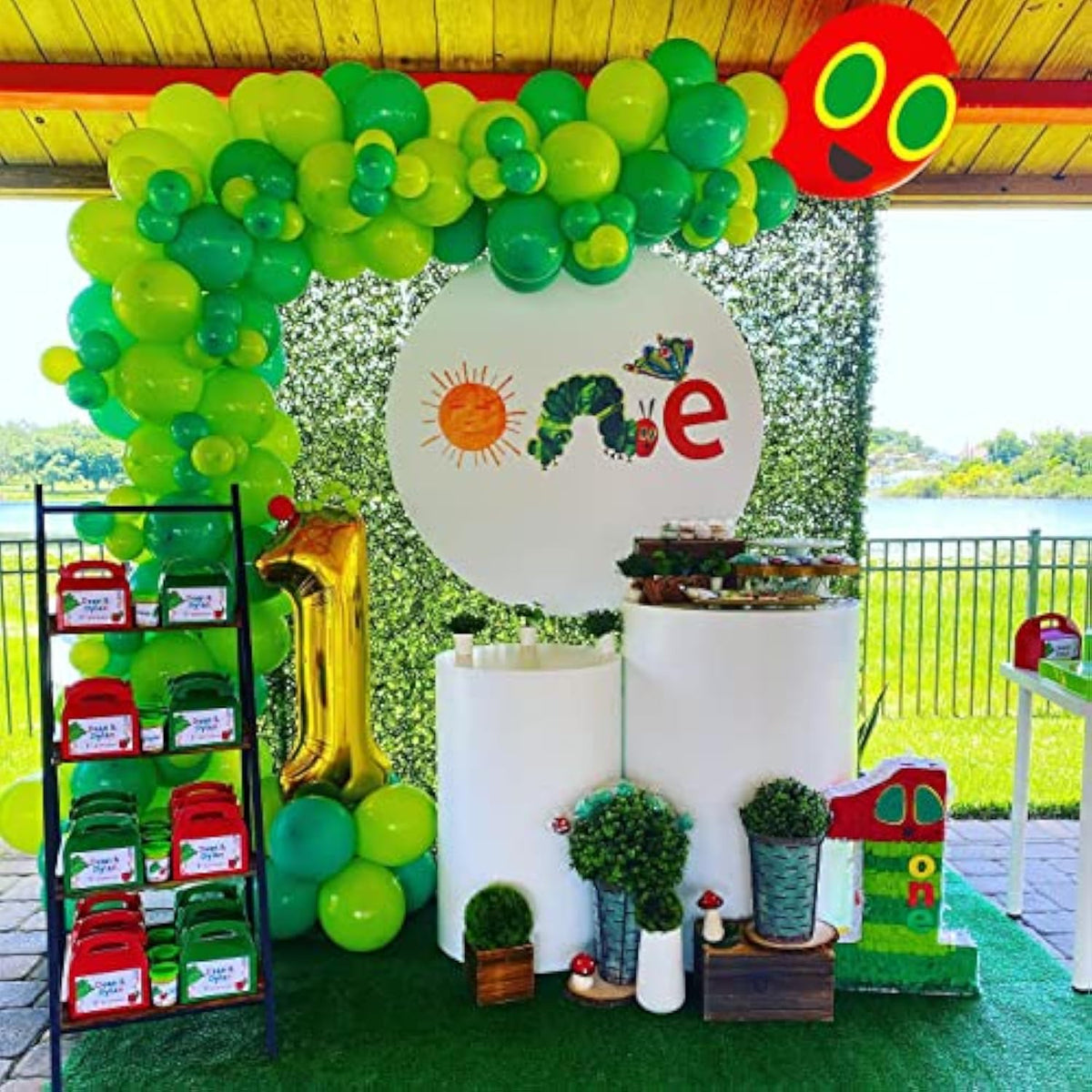 141pcs Green Caterpillar Balloon Garland Kit – DIY Hungry Caterpillar Party Decor for Kids/Baby