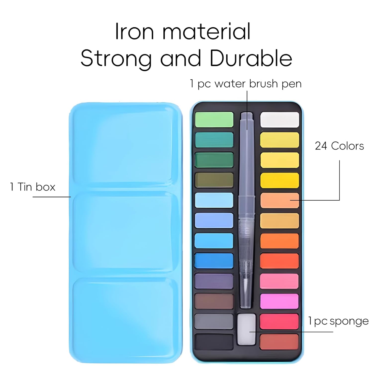 Supplies Watercolor Paint 24 Vibrant Colors - Lightweight And Portable - Perfect For Budding Hobbyists And Professional Artists