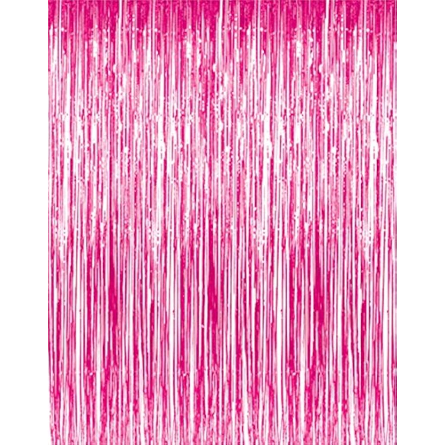 3.2 Ft X 8.2 Ft Metallic Tinsel Foil Fringe Curtains Party Photo Backdrop Party Streamers For Galentines Day,Birthday,Graduation,New Year Eve Decorations Wedding Decor (1 Pack, Hot Pink)
