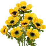 Yellow Anemone Flowers Artificial 21.7" Faux Flowers Silk Flowers With Stems Realistic Fake Flowers For Decoration Faux Anemone Artificial Flowers Bulk For Vase Centerpieces Home Wedding Bouquet
