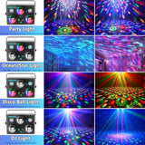 Disco Ball Party Lights,Pro 6 In 1 Disco Lights Sound Activated Dj Strobe With Rgb&Ogb Disco Balls,Laser Light Show,Ocean Lamp,Star Projector,2 Rgb Leds-Perfect For Disco Glow Party Rave Dance