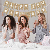 Pre-Strung Happy 30Th Birthday Banner - No Diy - Gold Glitter 30Th Birthday Party Banner - Pre-Strung Garland On 6 Ft Strands - Gold Bday Party Decorations & Decor. Did We Mention No Diy