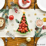 Joy To The World Xmas Balls Christmas Table Runner, Pine Cone Winter Holiday Kitchen Dining Table Decoration For Home Party Decor 13 X 72 Inch