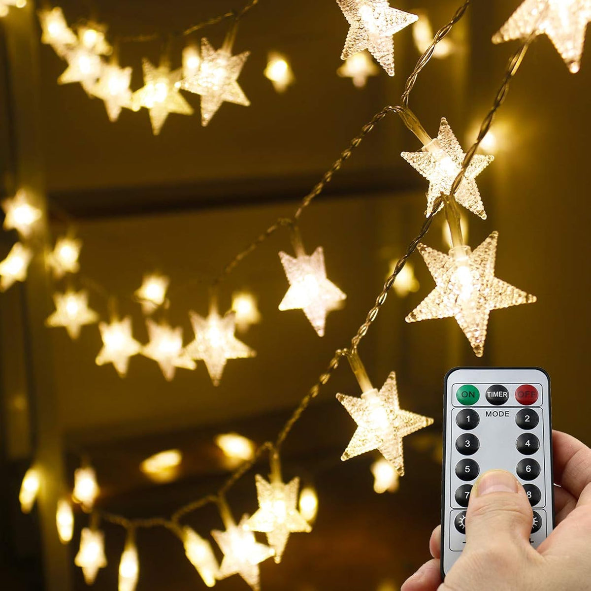 Star String Lights,16.4 Ft 50 Led 8 Modes Battery Operated String Lights With Remote & Timer Dimmable Twinkle Fairy Ligh