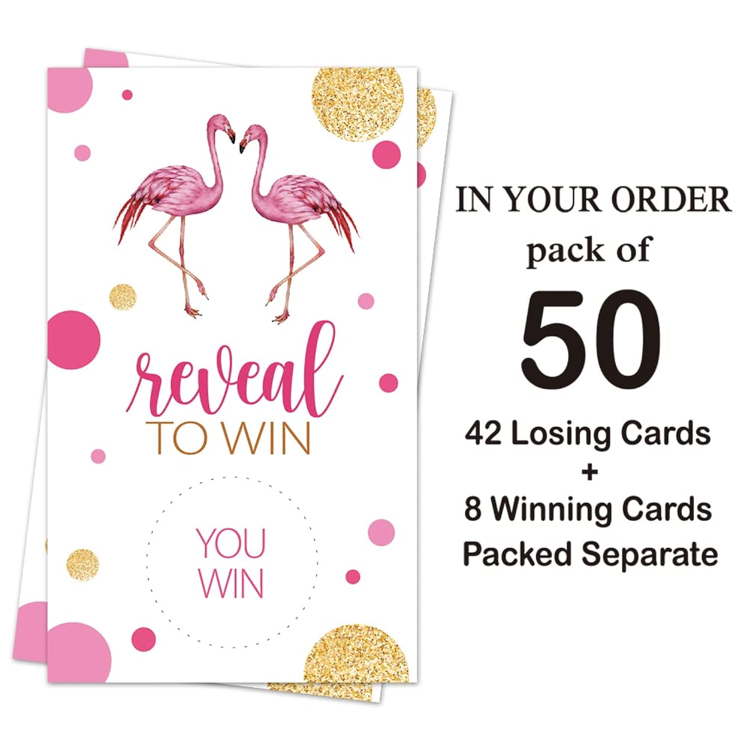 50 Pack Reveal To Win Scratch Off Cards, Funny Flamingos Scratch Game For Bridal Shower, Birthday Flamingo Party Supplies, Bachelorette Engagement Party Baby Shower Lottery Tickets Group Game