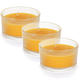 3Pcs 3-Wick Beeswax Candles In Glass, Elegant And Natural Home Lighting,Unscented Raw Beeswax-Raw