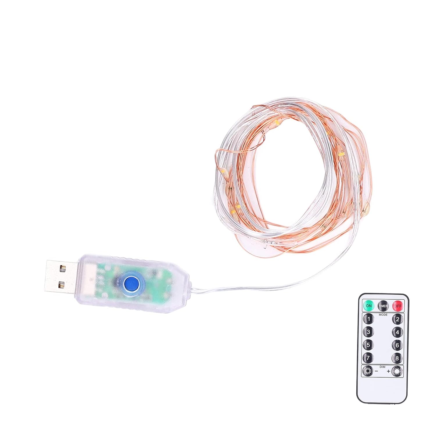Usb Powered String Lamp, Copper Wire Waterproof Adjustable Brightness Led String Lights With Remote Control For Indoor F