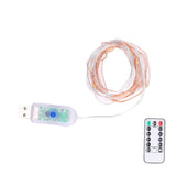 Usb Powered String Lamp, Copper Wire Waterproof Adjustable Brightness Led String Lights With Remote Control For Indoor F