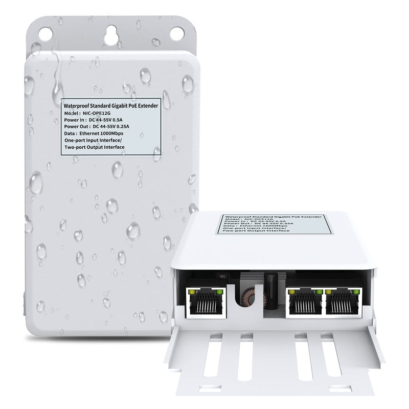 Gigabit Outdoor Waterproof Poe Extender, 2 Port Poe Repeater 100 Meters(328 Ft