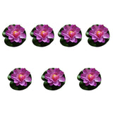 7Pcs 3.9 Inch Artificial Lotus Flower Artificial Flower Pool Aquarium Decoration Eternal Flower Artificial Flower (Purple)