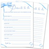 Blue Bow Baby Shower Games For Boys, Parents To Be Game Cards, Baby Shower Activity Gender Reveal Games Party Supplies, 30 Double-Sided Game Card Set -B17