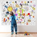 Happy New Year 2026 Coloring Poster with Paint Pens for Kids Parties