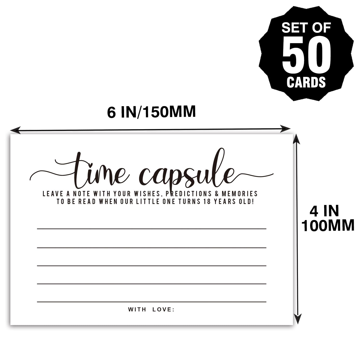 Time Capsule Cards For Birthday Parties, 1St Birthday Party Games, Or Baby Shower Games Activities For Guests, 50 Cards 4X6 Inches.