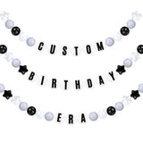 103 Pcs Giant Friendship Bracelet Garland Diy Birthday Halloween Christmas Jumbo Friendship Bracelet Banner Kit Famous Singer Customizable Party Wedding Decor(White Gray Black)