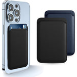 [2 Pack] Magnetic Leather Wallet for iPhone 15/14/13/12 Series - Black, Blue