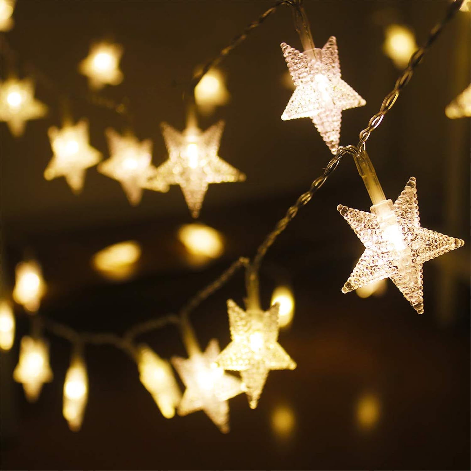 Star String Lights,16.4 Ft 50 Led 8 Modes Battery Operated String Lights With Remote & Timer Dimmable Twinkle Fairy Ligh