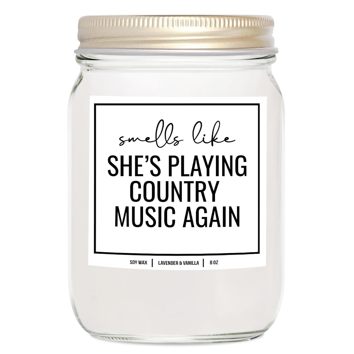 You Nique Designs Candle For Country Music Fan - 8Oz Candle - Cowgirl Gifts For Country Music Lovers - Cool Country Music Gifts For Music Lovers (Lavender & Vanilla)