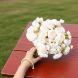 Ranunculus Artificial Flower, 18 Pcs Faux Silk Mini Ranunculus Flowers For Diy Bouquet, Bulk Fake Wedding Filler Flowers For Centerpieces Arrangements Bridal Shower Decorations (Light Champagne)