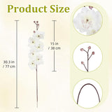 6Pcs White Faux Orchids 30.3’’ Orchids Artificial Flowers Fake Silk Flowers With Stems For Wedding Home Kitchen Party Garden Indoor Decoration(White)