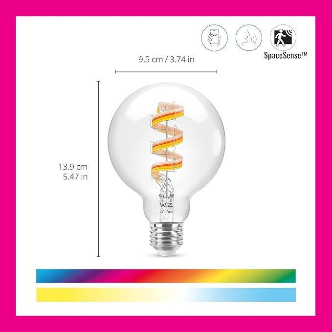 G25 Color Filament LED Smart Bulb 300 Lumen E26 Wi-Fi Enabled Matter Compatible Voice and App Control