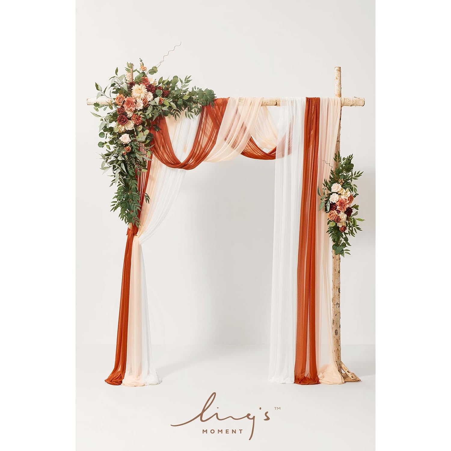 Fall Wedding Artificial Flower Package, Arch Flowers With Drapes Kit-Pack Of 5, 2Pcs Sign Flower Swag, 8Pcs Wedding Aisle Pew Flowers, Flower Garlands, Terracotta (Set Of 15)