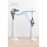 Arch Flowers With Drapes Kit (Pack Of 4) - 2Pcs Artificial Dusty Blue & Navy Blue Floral Swag Arrangement With 2Pcs Draping Fabric For Wedding Ceremony Arbor And Reception Backdrop Decoration